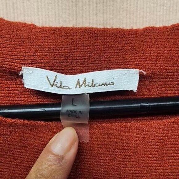 Vila Milano  Knit Sweater V-Neck Rayon‎ Blend Womens Size Large - Picture 3 of 6